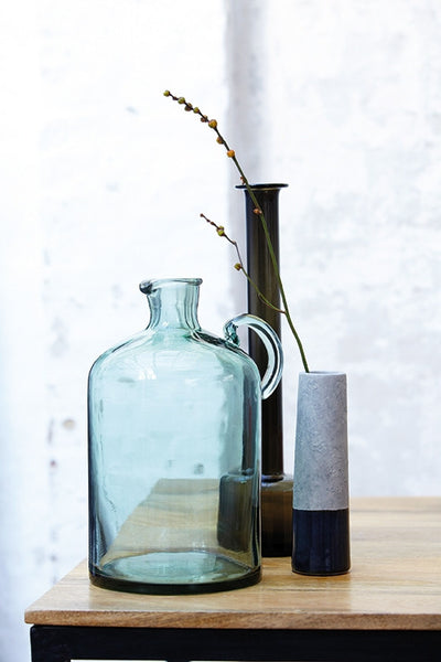 Blue and Black glazed concrete tube vase House Doctor